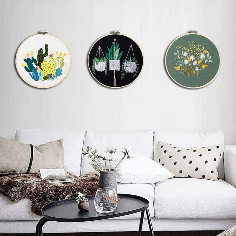 3 Sets Embroidery Starter Kit with Pattern, Cross Stitch Kit for Beginners Include Embroidery Clothes Embroidery Hoops