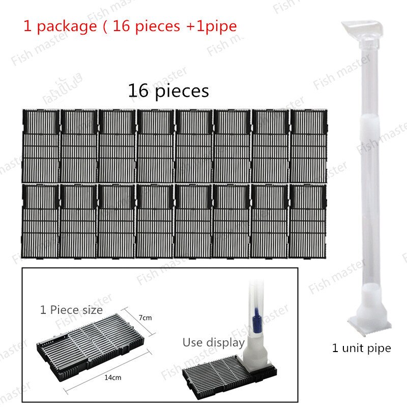 aquarium fish tank under gravel filter bottom sand filter 12/16/20/24/28/32 pcs plates+ extensible pipe: 16 pieces and 1 pipe
