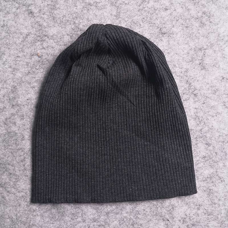 Gorros de canalé de algodón para mujer, Gorros holgados negros, Gorros de gran tamaño, para invierno y otoño: dark grey