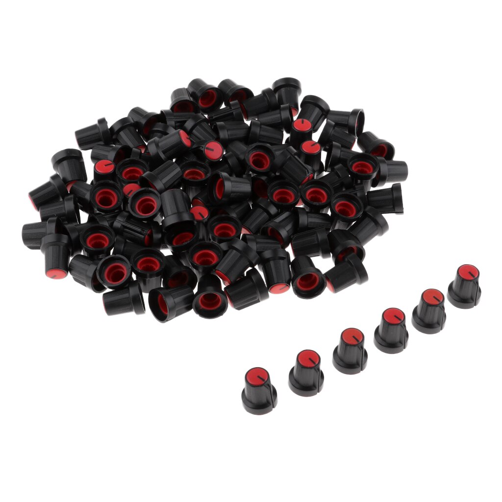100 Pieces 6mm Plastic Potentiometer Control Volume Knobs Mini Cap: red