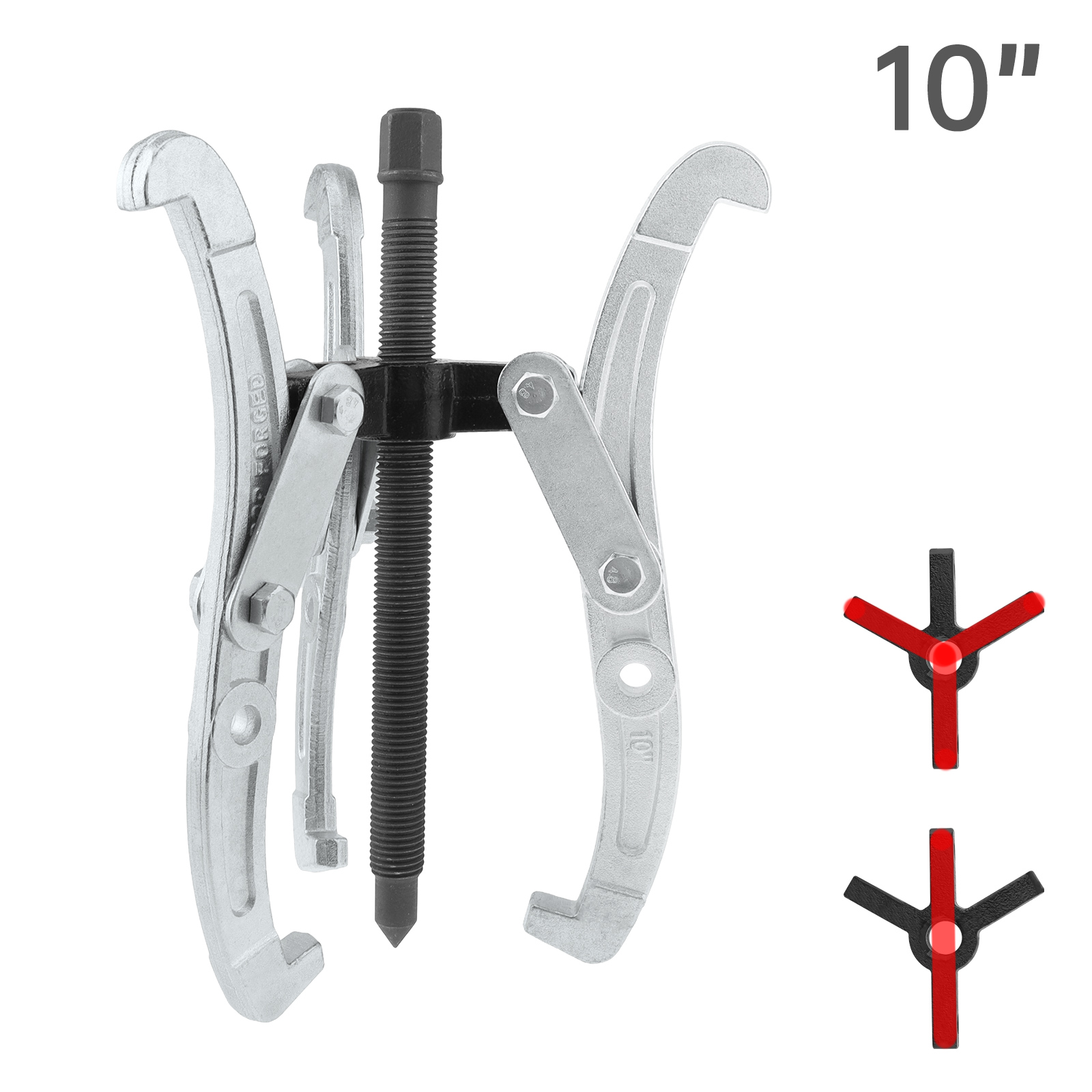 3/4/6/8/10 Inch Gear Puller High Carbon Steel Forging Three Claws Claw Puller Removal Tool for Gears /Pulleys / Bearings ﻿: WHITE