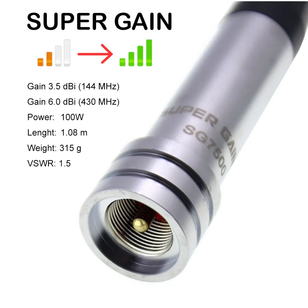 Diamant Vhf Uhf Dual Band Antenne SG7500 Auto Mobiele Antenne 144/430Mhz SG-7500 Hoge Dbi Gain Antenne Voor KT-8900D KT-8900 BJ-318