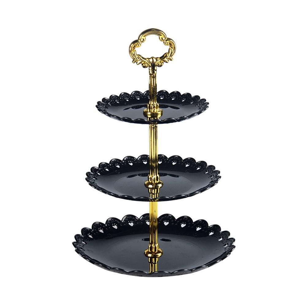 31cm 3 etterslep dessertbrettstativ svart / hvitt bronzing fruktkakeplate stativ til bryllup jul fest matlager displayholder