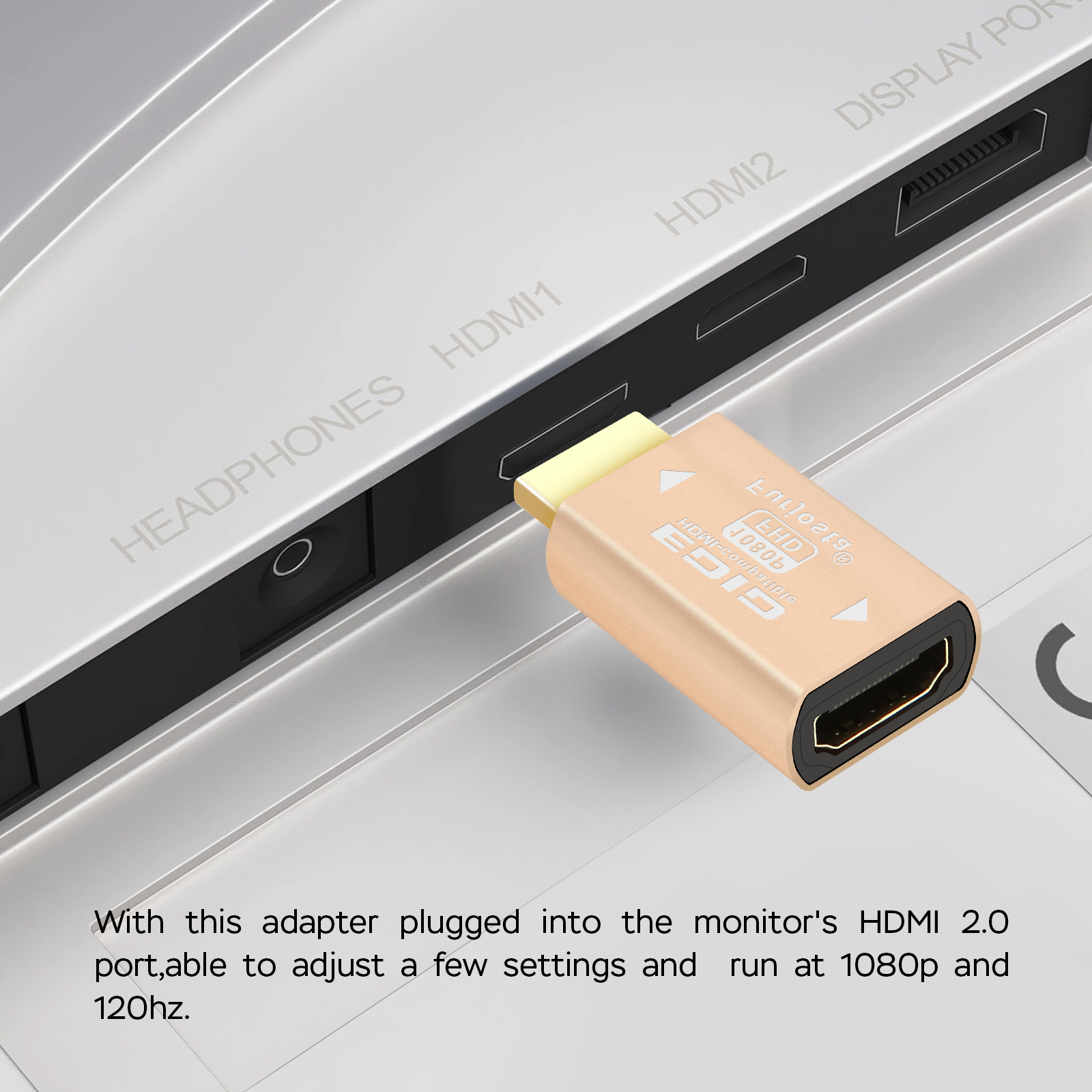 Emulador hdmi edid 1080 de aluminio ultrafino compatible con Headlesskeep, interruptores y extensores activos del monitor 1920x1080 @ 59Hz