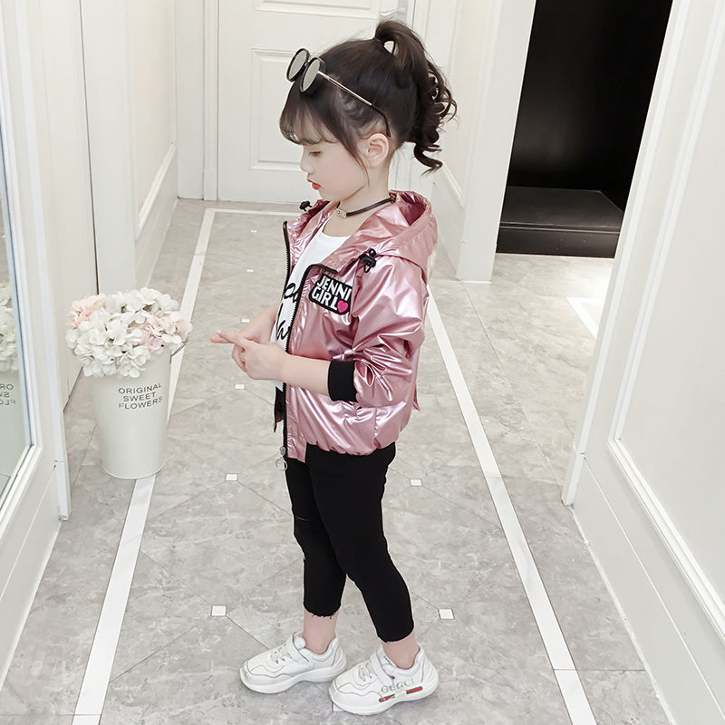 Ins pigejakke 4-13 år gammel mærkebogstav hættetrøjer forår og efterår frakke online berømthedstøj lys farve