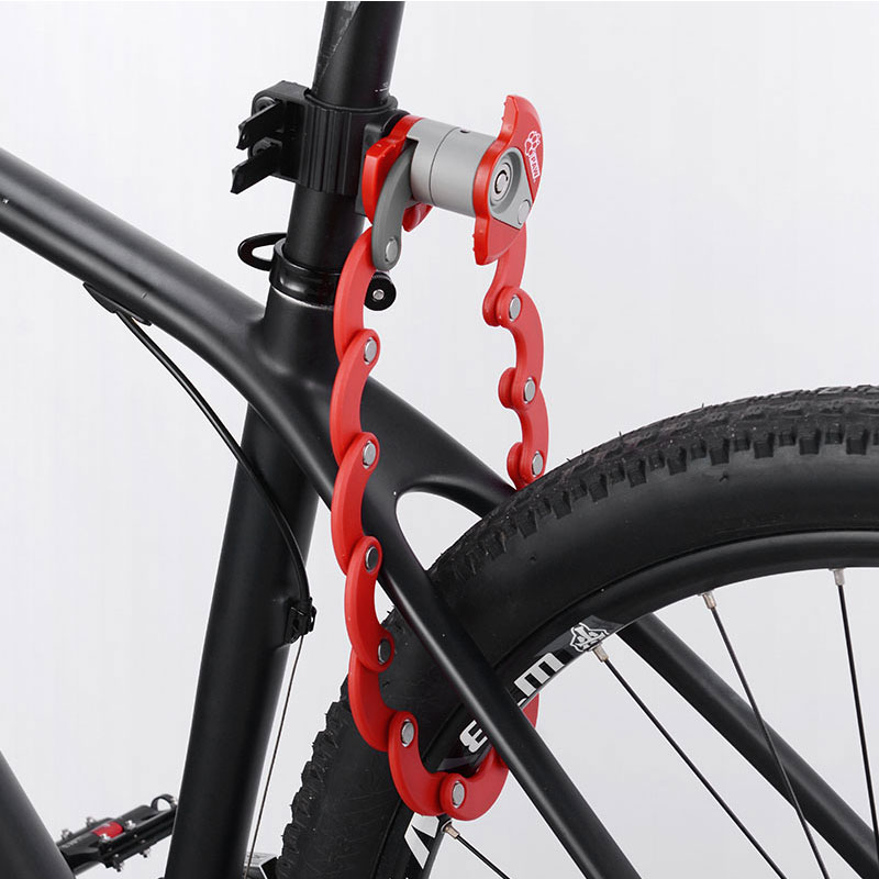 PAW Bicycle Foldable Chain Lock W/ Bracket Mount on Bike Handy Pocket Storage Key Lock Safe Locking PW0901