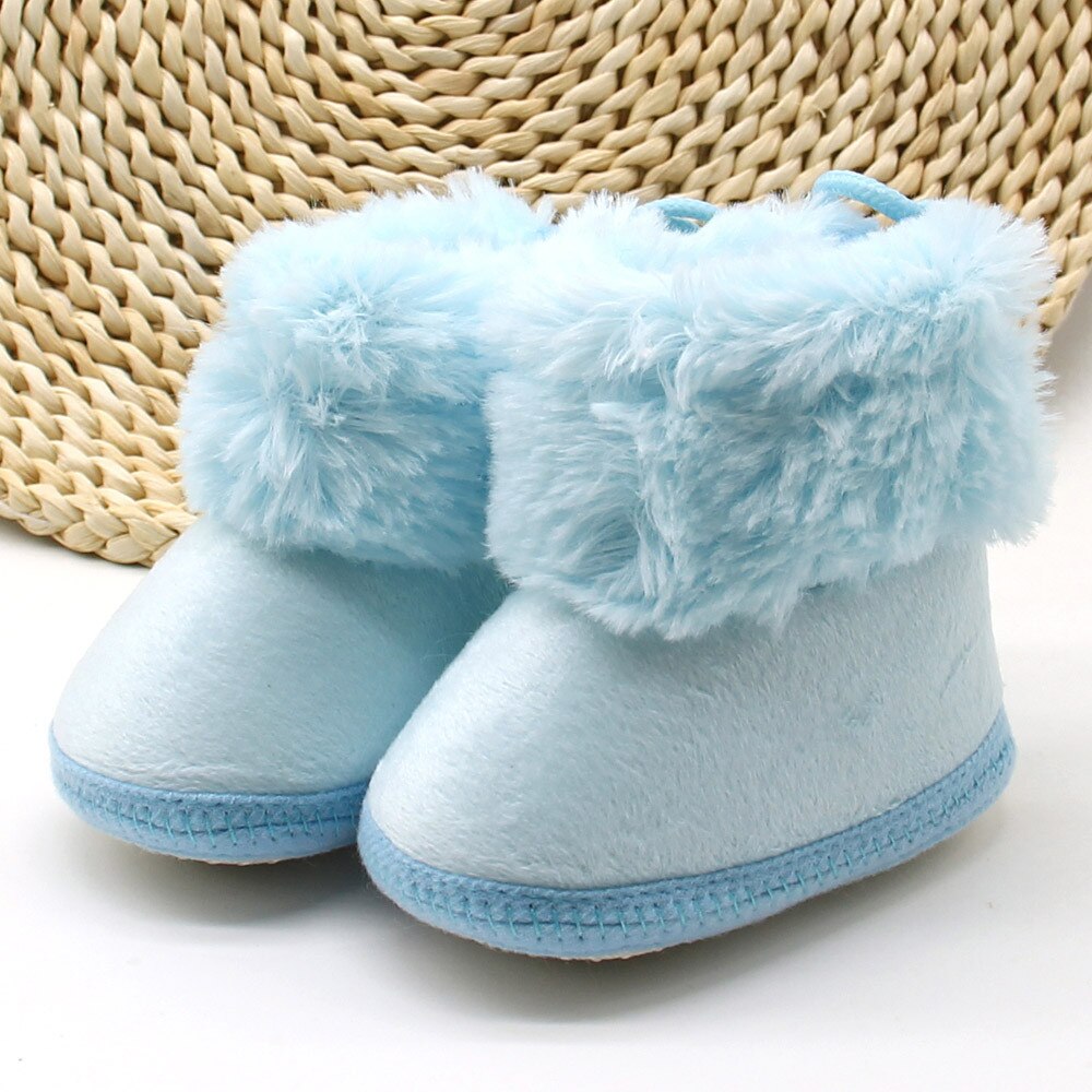 Baby Mädchen Jungen Schnee Stiefel Winter freundlicher Neue Weichen Boden Schuhe Reine farbe warme Baby Mädchen Kaschmir Plüsch Winter Stiefel schuhe: blau / 0-6M