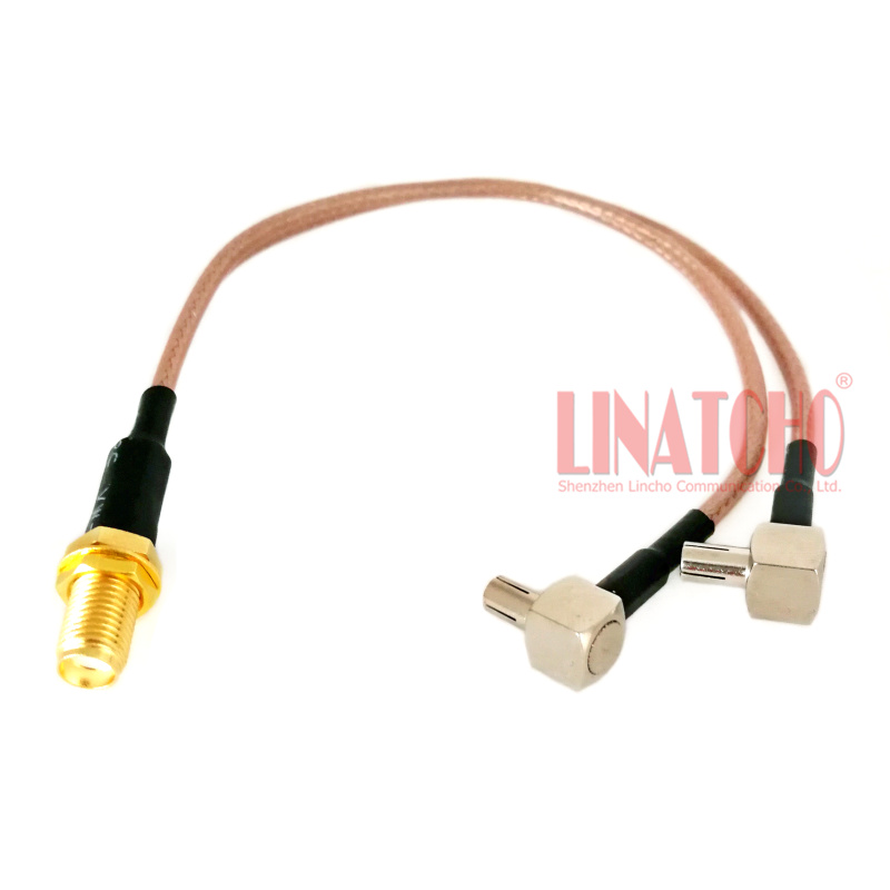 coaxial RG316 SMA female to two double TS9 male connectors antenna splitter cable