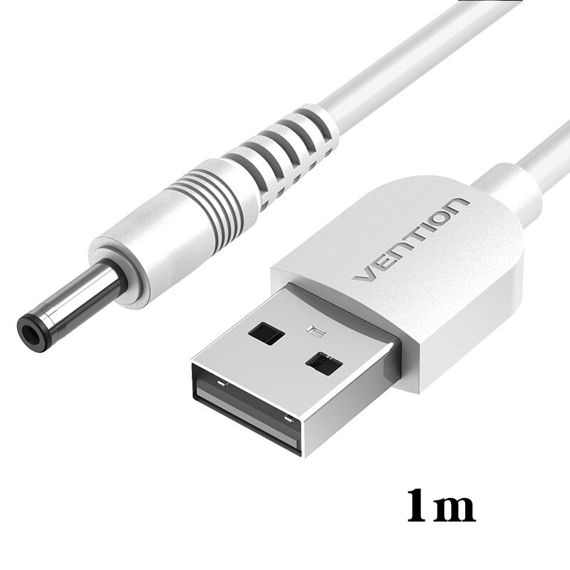 Vención de La USB A DC 3,5mm USB un macho A 3,5 Jack conector 5V adaptador de cargador de fuente de alimentación Cable de alimentación para el Cable HUB USB Cable de alimentación para ventilador: White 1m