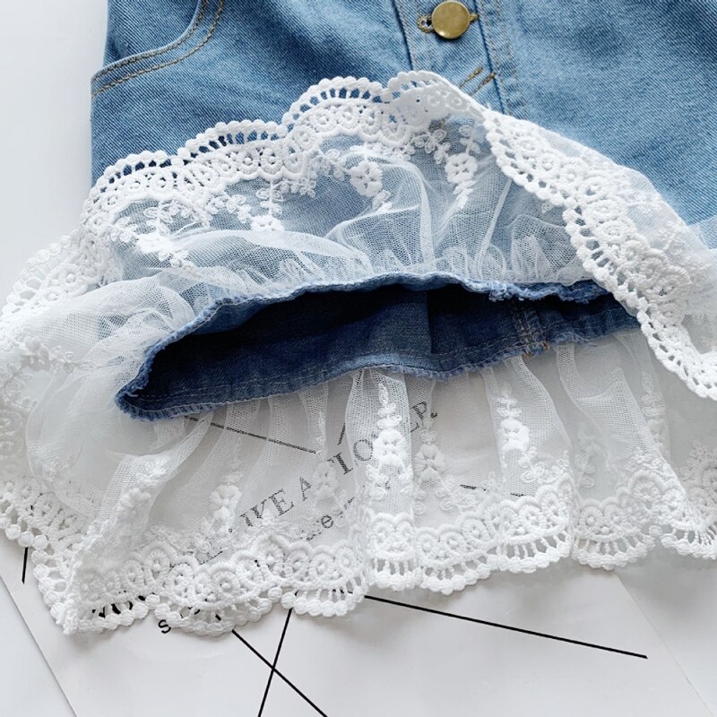 Pige nederdele baby piger tøj sommer yndig børn småbørn denim nederdel knap blonde jeans nederdel culottes korte piger