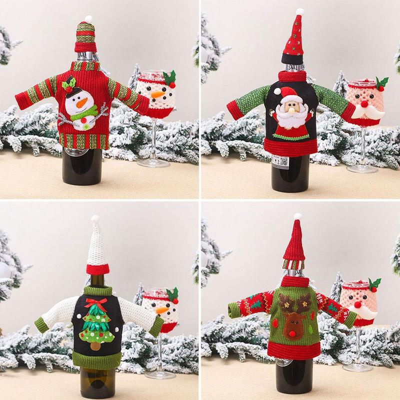 Lelijke trui kerst wijnfleshoes 3 stijl jaar fleshoes kerstversiering op de fles keuken bar benodigdheden