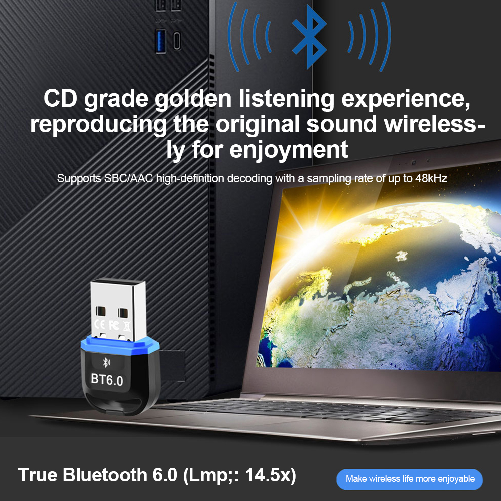 Adaptador USB Bluetooth 6,0 transmisor receptor Bluetooth 6,0 Dongle adaptador USB inalámbrico para ratón teclado altavoz música