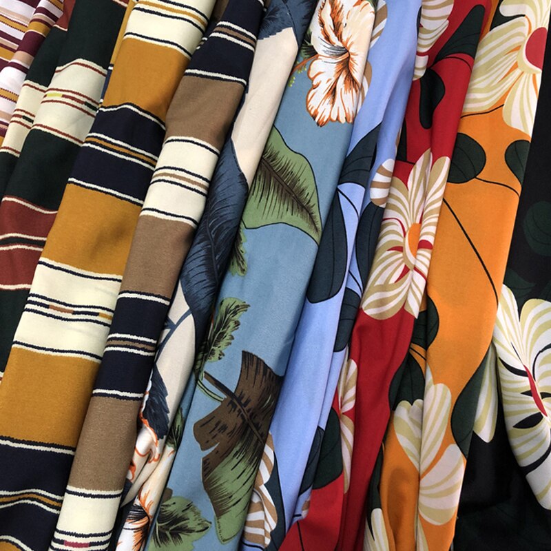 Size100cm*150cm Buulqo Meter Printed Chiffon Fabric Retro Sewing Upholstery Polyester Fabric For DIY Dress Skirt Material Fabric