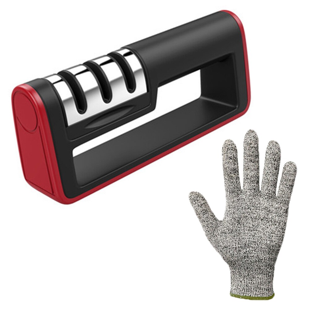 KNIFE SHARPENER Heavy Duty Ceramic Tungsten Diamond 3 IN 1: with 1 Glove