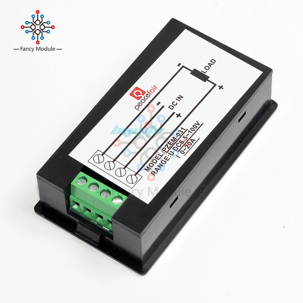 Dc 6.5 ~ 100v 0 ~ 20a 4 in 1 digitale spannings- en stroommeter, groot lcd-scherm, gelijkstroomvoltmeter, ampèremeter