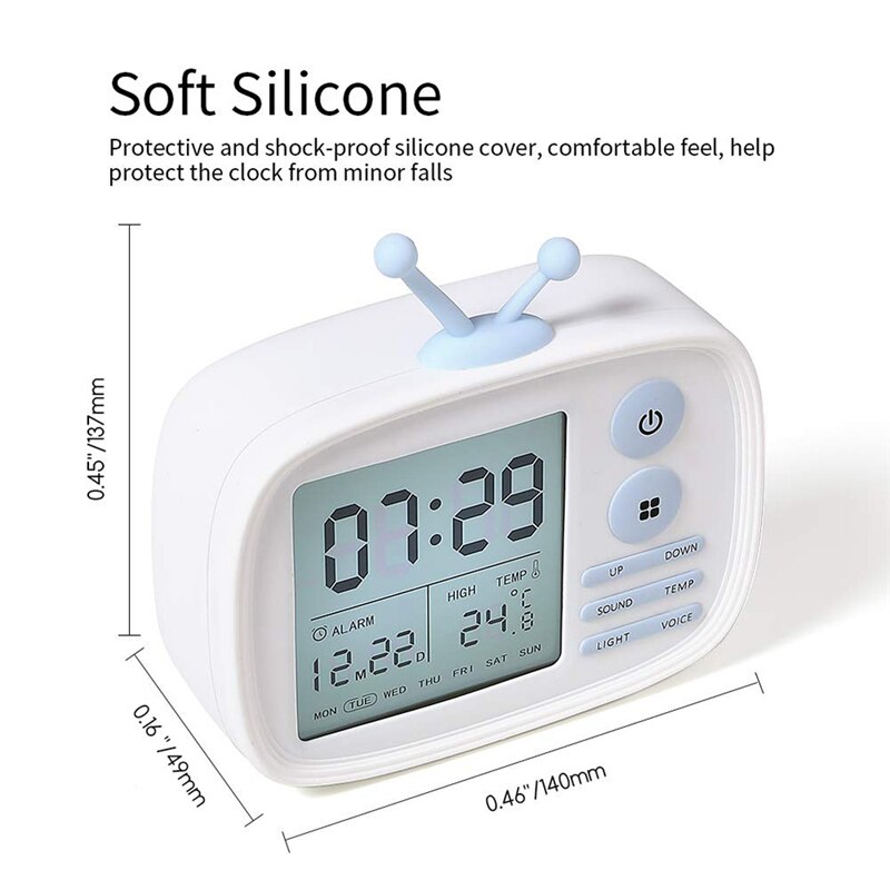 USB Rechargeable Retro TV Set Alarm Clock Digital Clocks LED Time Temperature Date Week Display Alarm Clock