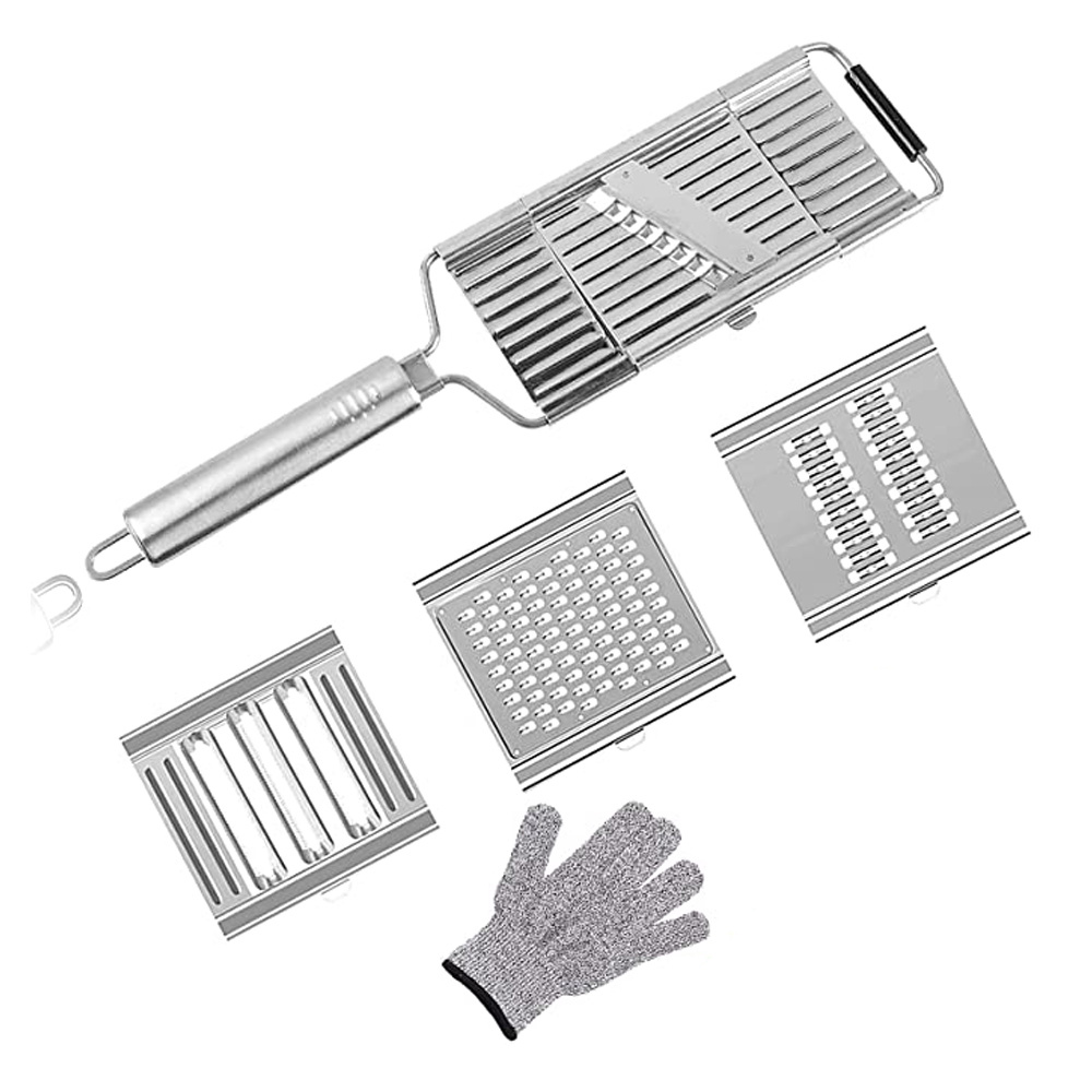 4in1Multi-purpose Vegetable Slicer Stainless Steel Grater Cutter Shredders Fruit Potato Peeler Carrot Grater Kitchen Accessories: 4in1 and 1PCS Glove