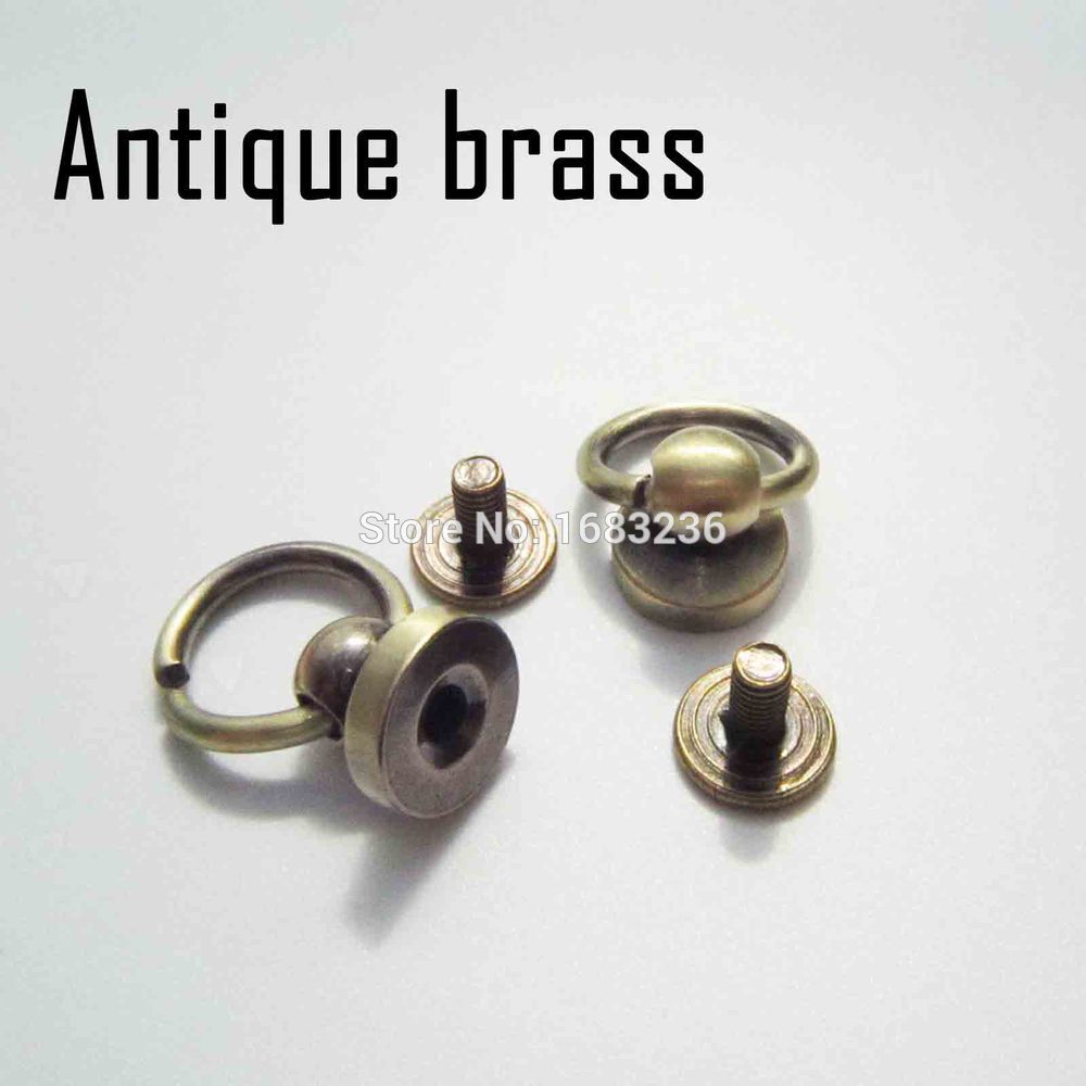20 pcs Massief Messing Ronde Hoofd O Ring Stud Spot Schroef terug Screwback Leren Tas Riem Leathercraft Chicago Nagel Klinknagel DIY Punk
