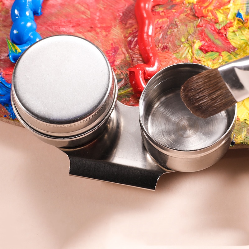 Tubos de acero inoxidable para pintura al óleo, botes de aceite de 2 colores, herramientas de arte para pintar y dibujar