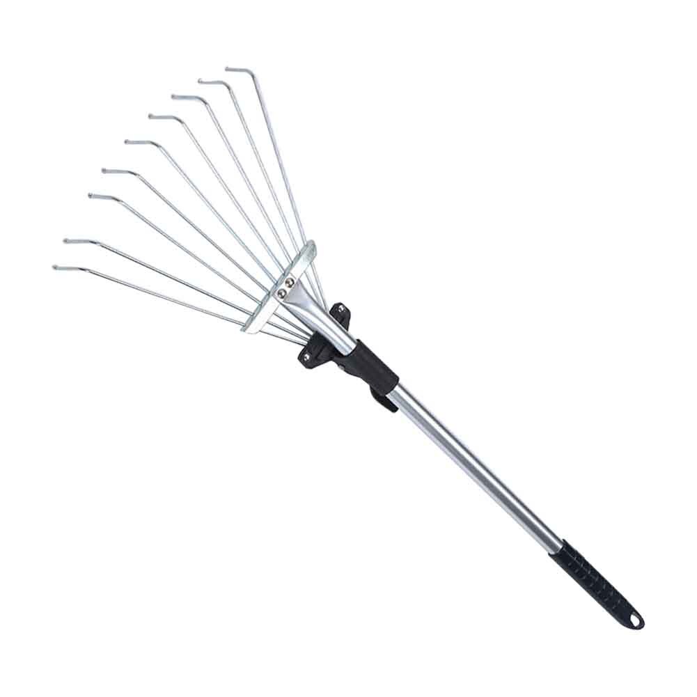Fan Broom Stainless Steel Agriculture Yards Lawns Portable Home Garden Rake Hand Tool Expandable Collect Loose Debris 9 Teeth