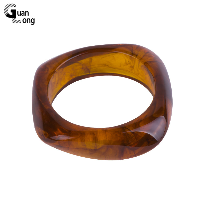 GuanLong klasyczna moda żywica mankietów bransoletki bransoletki dla kobiet akrylowa szeroka nieregularna geometryczna bransoletka kobiet urok biżuterii