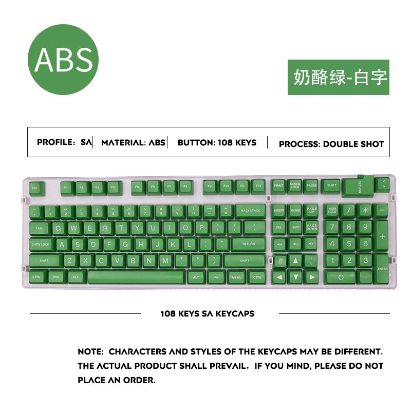 108 schlüssel SA Profil Keycap Große Schrift Opaque Ball Kappe Doppel Schuss Personalisierte Keycap Für Cherry MX Schalter Mechanische Tastatur: Green