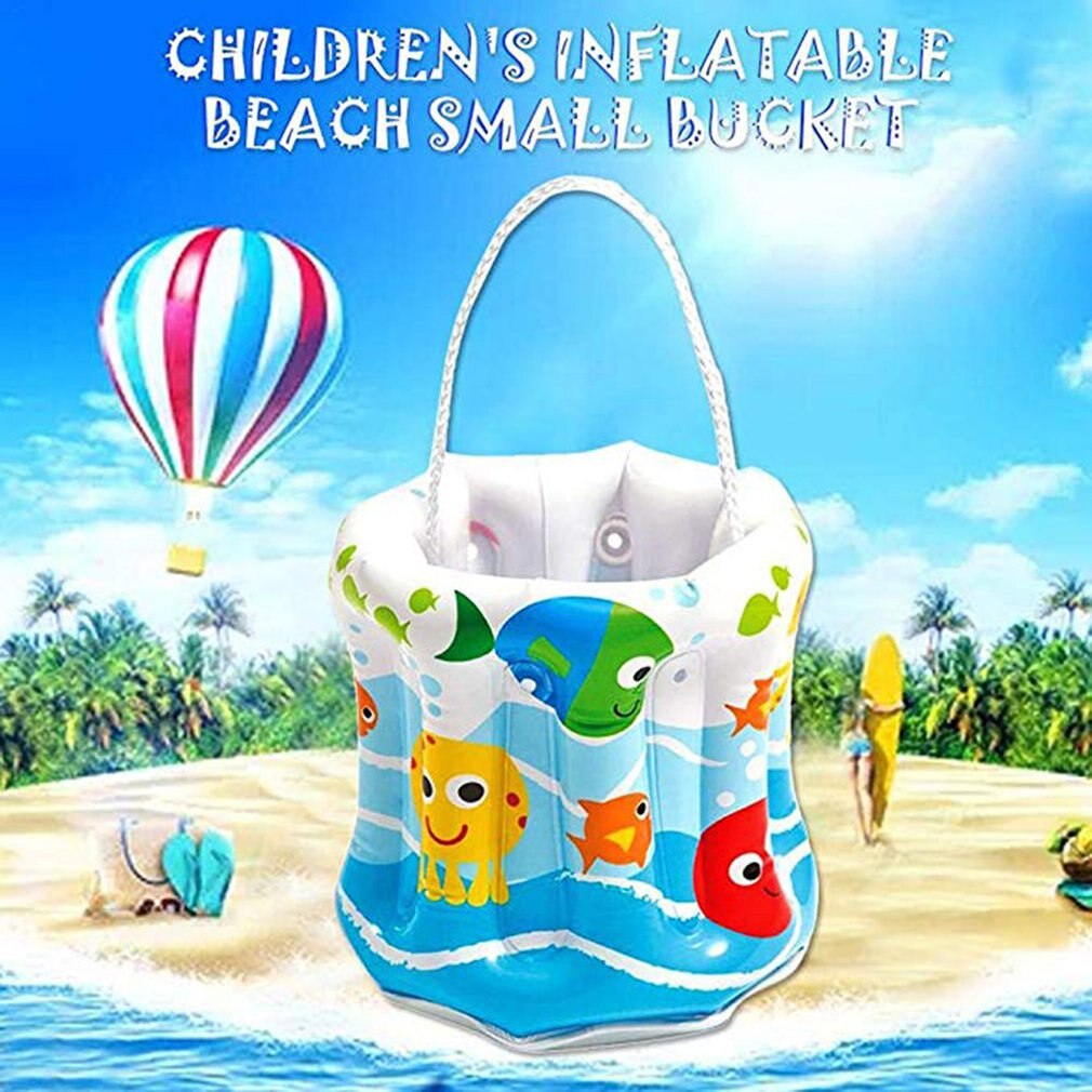 Inflatable Small Bucket Children Inflatable Small Ice Bucket Folding Portable Transparent Hard Bottom Portable Bucket
