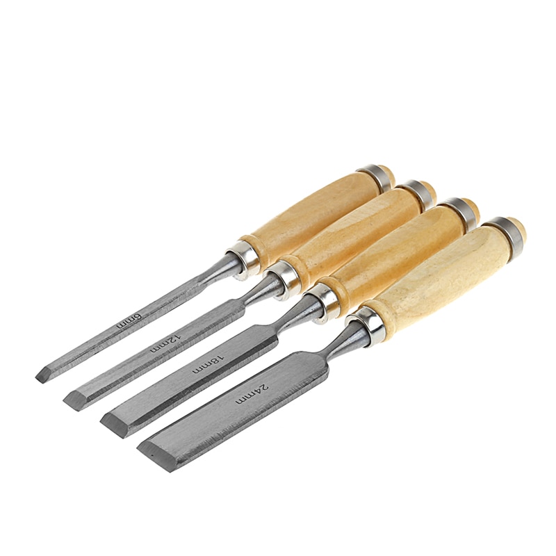 4Pcs/Set Wood Sculpture Flat Chisel DIY Woodworking Hand Tool