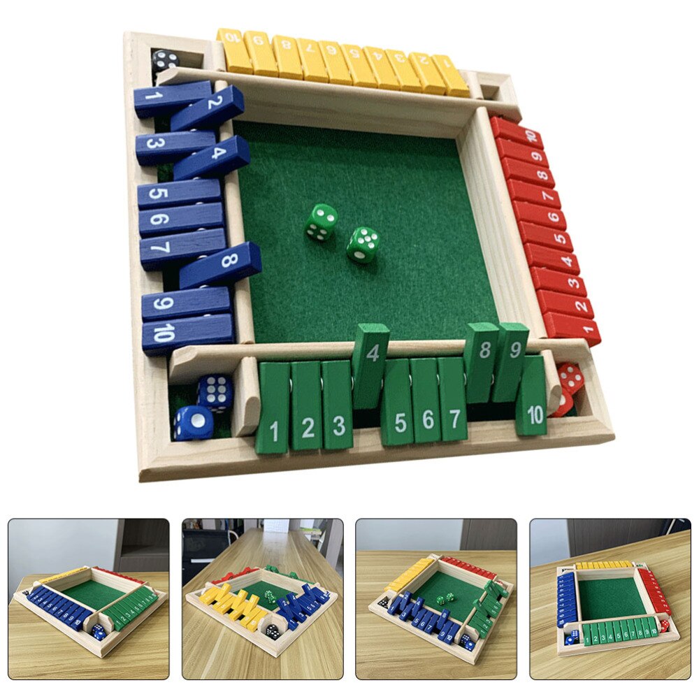 Juego de juegos de madera de cuatro lados, juego de mesa para 4 jugadores, 1 Juego