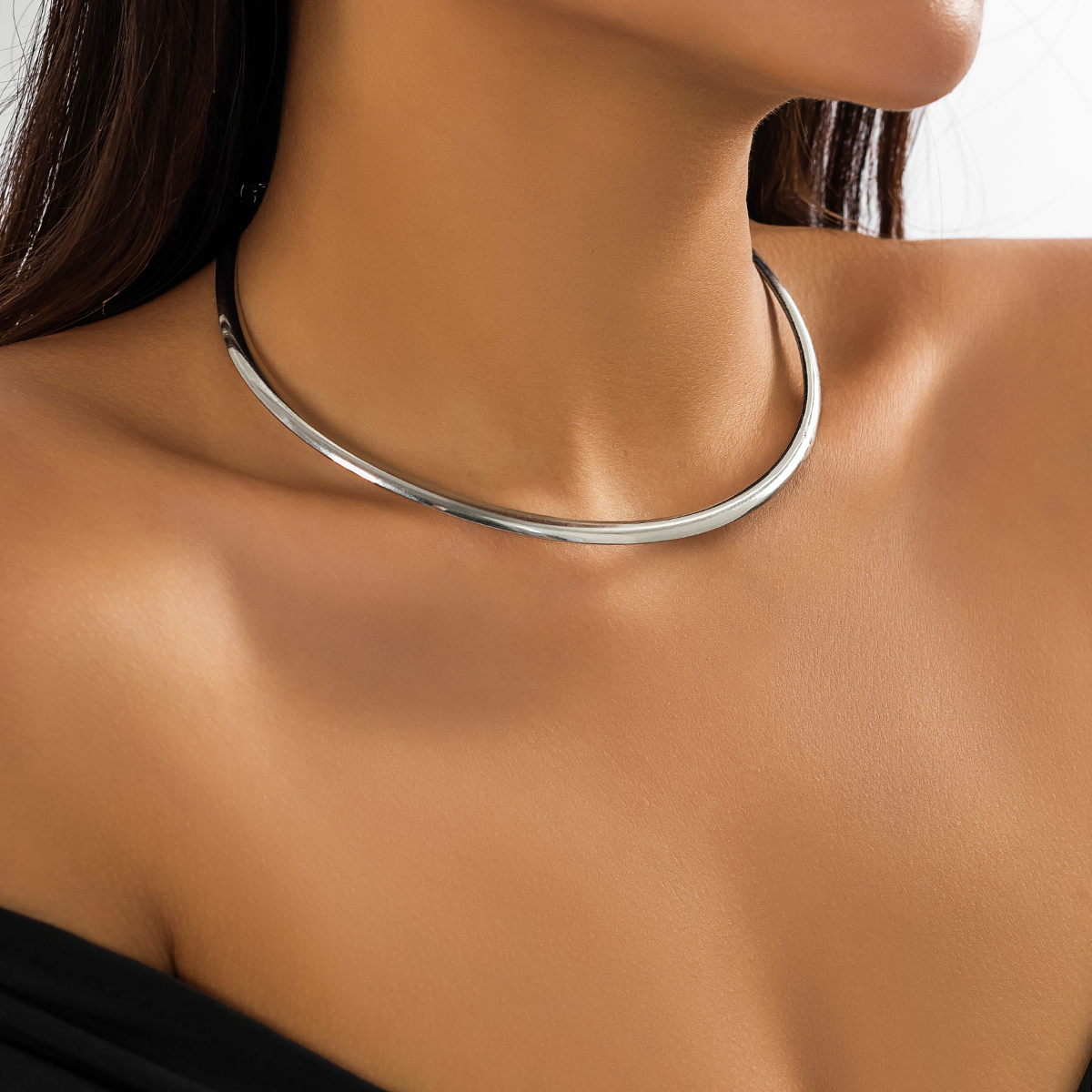 Collar de Torques de círculo grueso para mujer, Gargantilla Simple y , joyería de , accesorios para el cuello, 2023