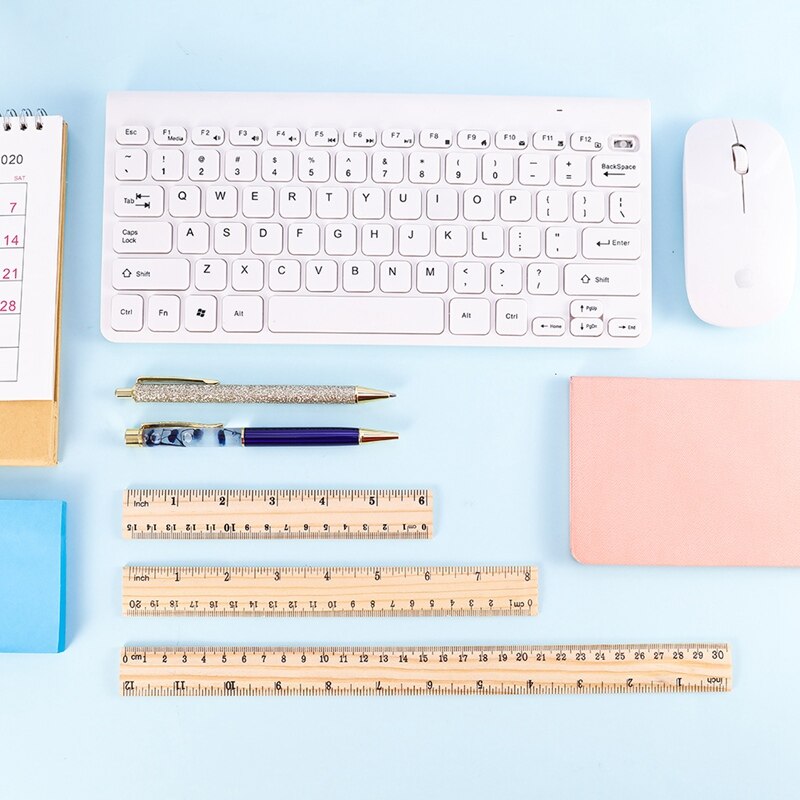 12Pcs/Pack 15cm 20cm 30cm Wooden Ruler Metric Rule Precision Double Sided Measuring Tool Learning office Stationery