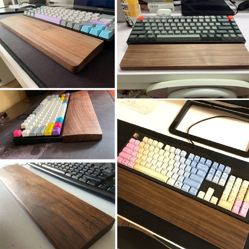 Nussbaum Holz Mechanische Tastatur Handgelenk Rest mit Anti-Slip Matte Ergonomische Gaming Schreibtisch Handgelenk Pad Unterstützung 61 87 104 schlüssel