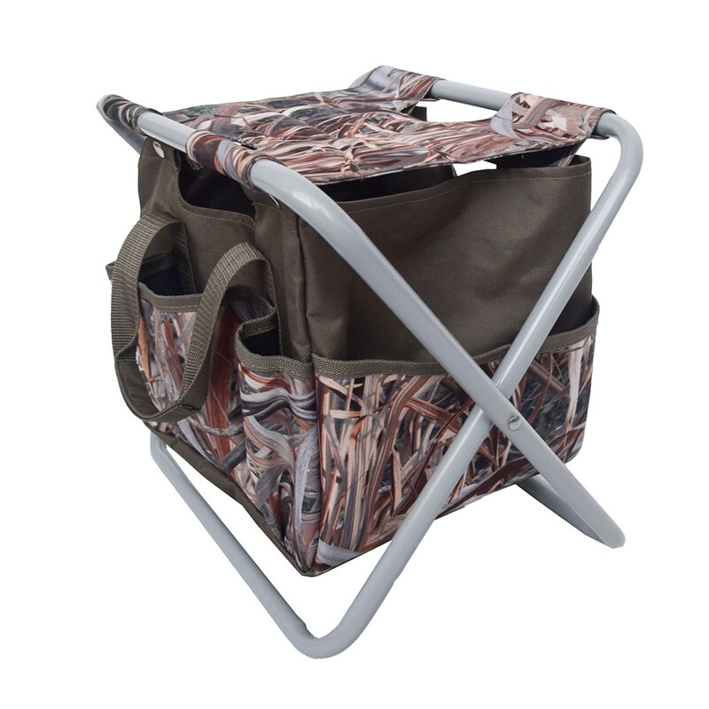 Syer udendørs foldning fiskeri skammel dobbelt brug opbevaringspose folde stol aftagelig have kit hvilestol: Camouflage