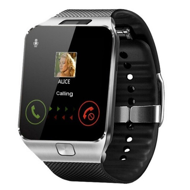 Touch screen smart ur  dz09 med kamera bluetooth armbåndsur sim-kort smartwatch til ios android telefoner support: Sølv