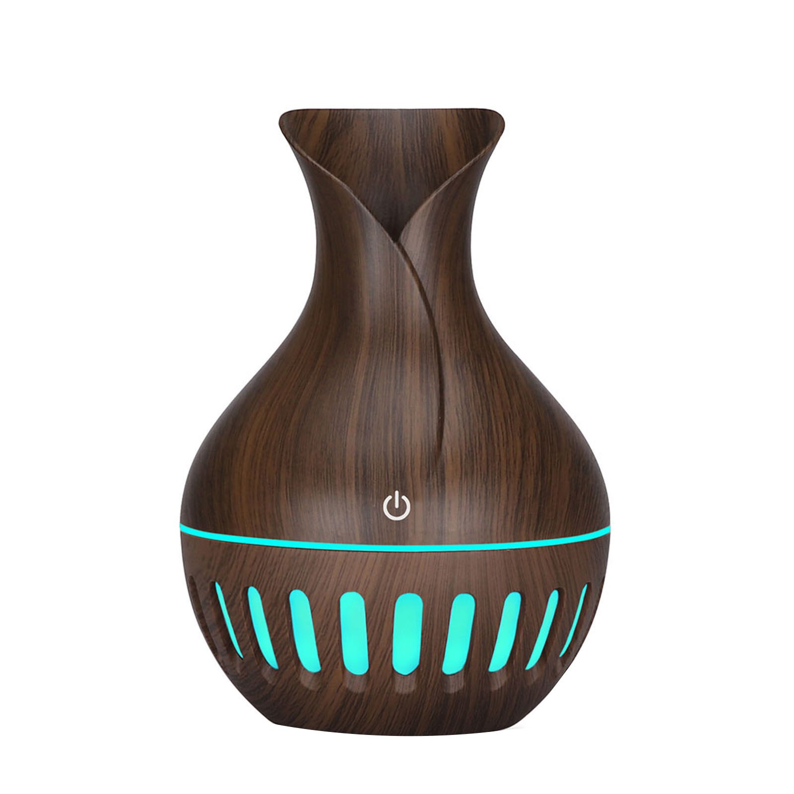 Humidificador difusor de aceites esenciales para aromaterapia, florero de madera, luces de 7 colores, lámpara eléctrica, Led, Usb, 4 #, 130ml: Brown