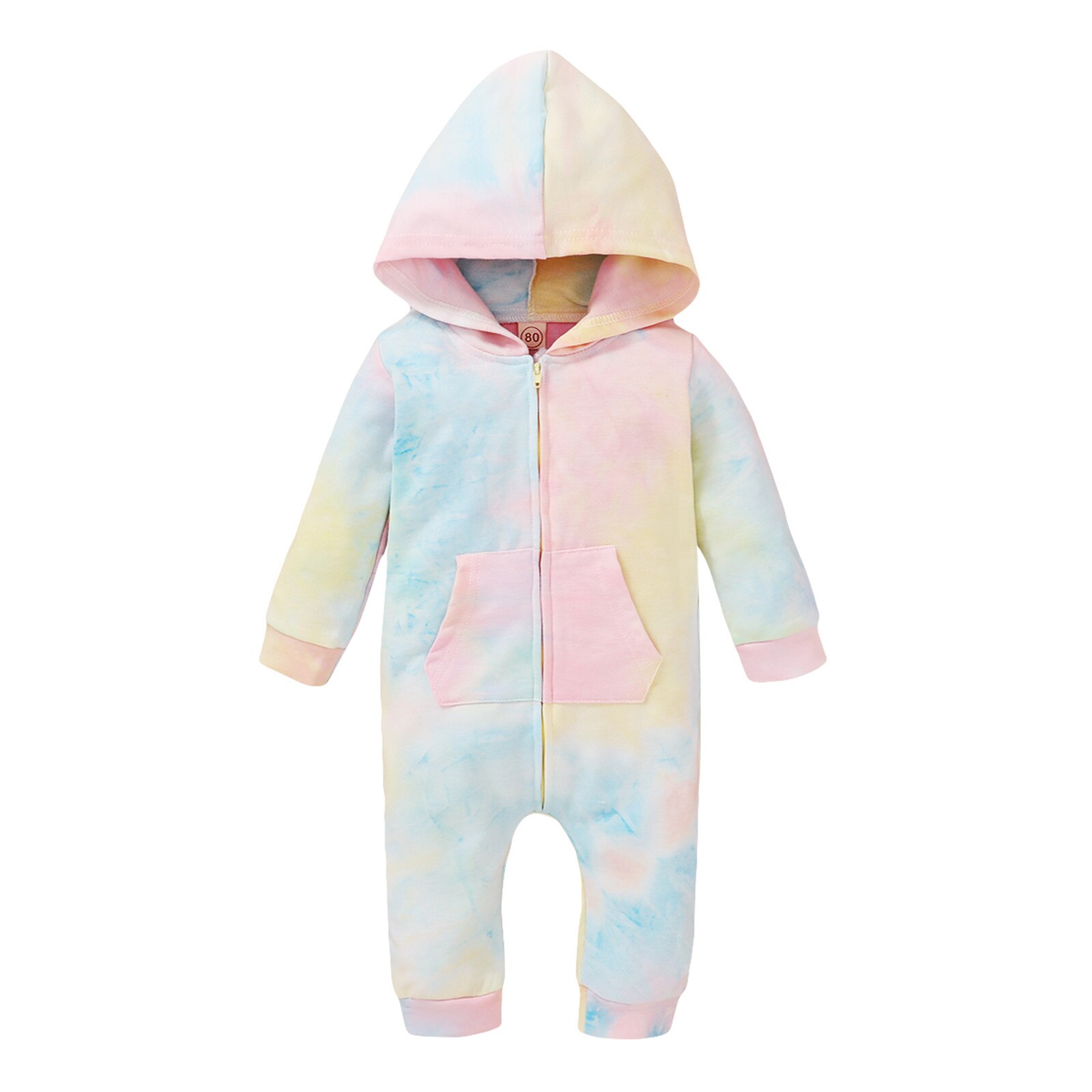 Arco-íris tie-tingido hoodie macacão da criança do bebê meninos meninas manga longa arco-íris tie-tingido com capuz macacão ropa de bebê niña: Rosa / 18 m
