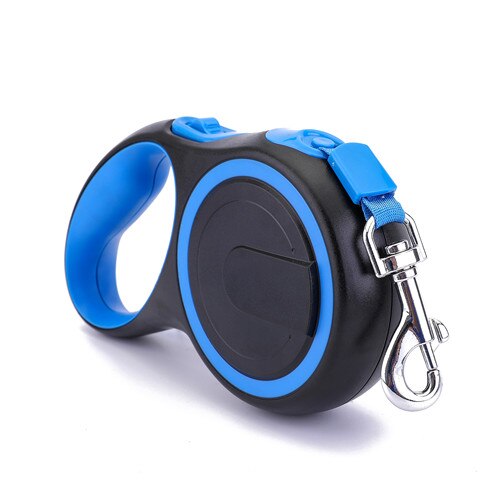 Hondenriem voor wandelen, rennen, automatisch intrekbare hondenriem voor kleine, middelgrote en grote honden, nylon hondenriem: Blauw / 5m