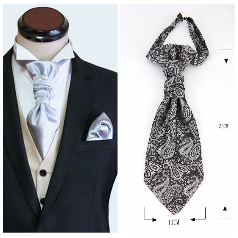 Paisley blomstret blå ascot slips mænd cashew slips lomme firkanter sæt herre & #39 ;s rød silke cravat slips lommetørklæder bryllup ascot tørklæde  b021