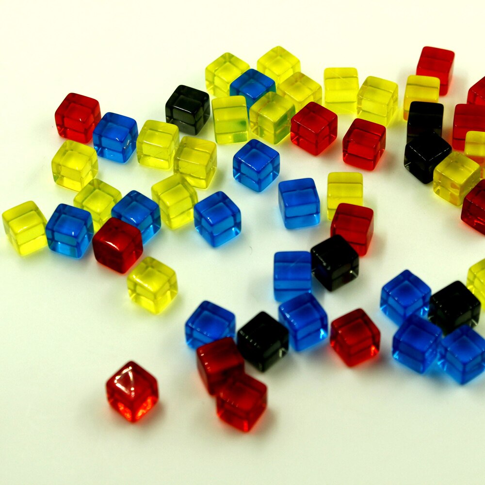 100 stk 8mm tilfældige farver gennemsigtigt firkantet hjørne farverige krystal terninger skakbrik retvinklet sigterning terning puslespil legetøj