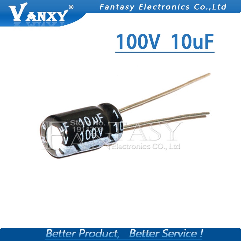 50 Uds 100V10UF 6X11mm 6,3*11 10UF 100V condensador electrolítico