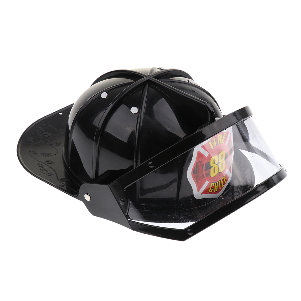 Kid Fantasiespel Brandweerman Helm Firefighter Hat Kostuum Partij Rollenspel Speelgoed-Zwart