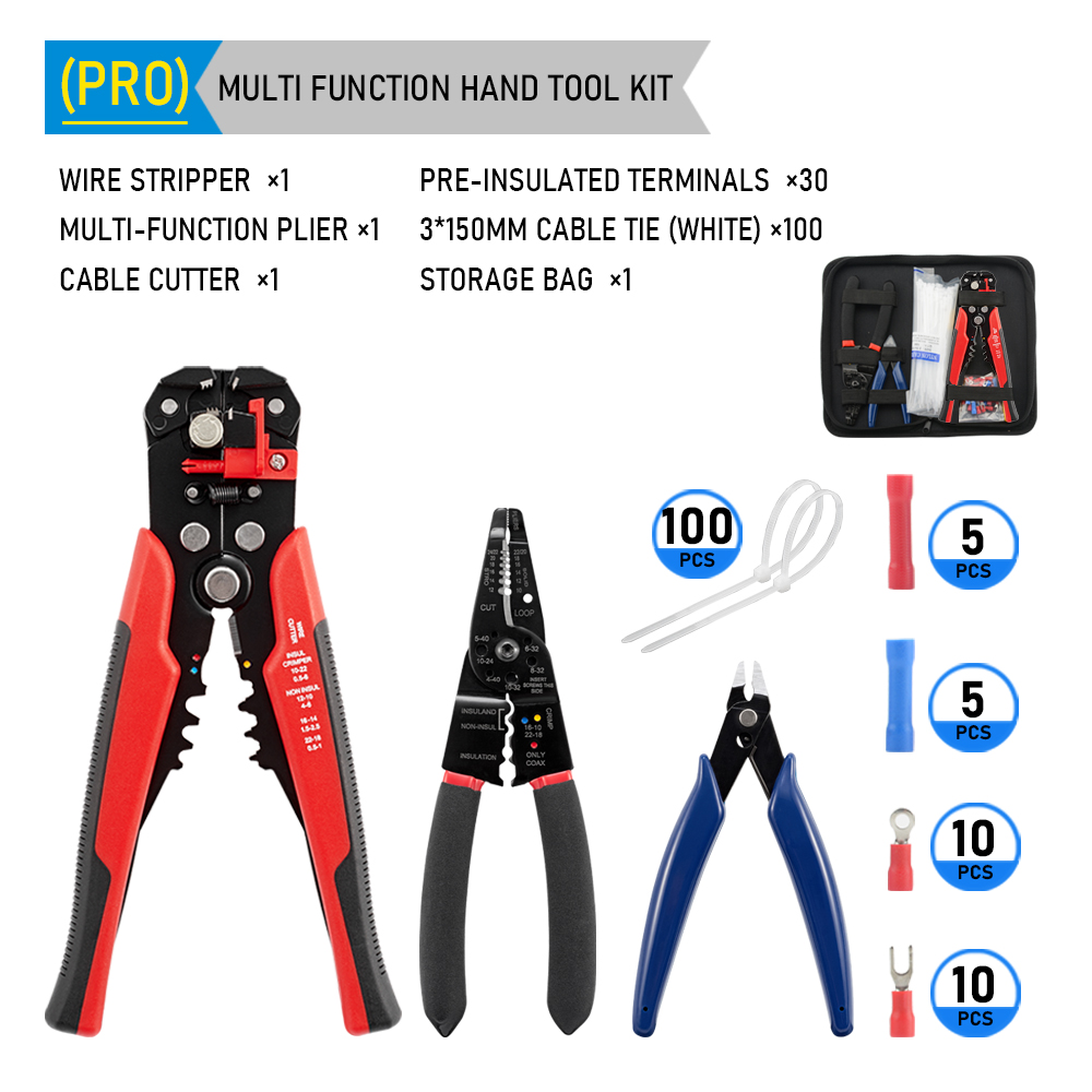 Electrician Wire Tool Cable Wire Stripper Cutter Crimper Automatic Crimping Stripping Plier: Yellow