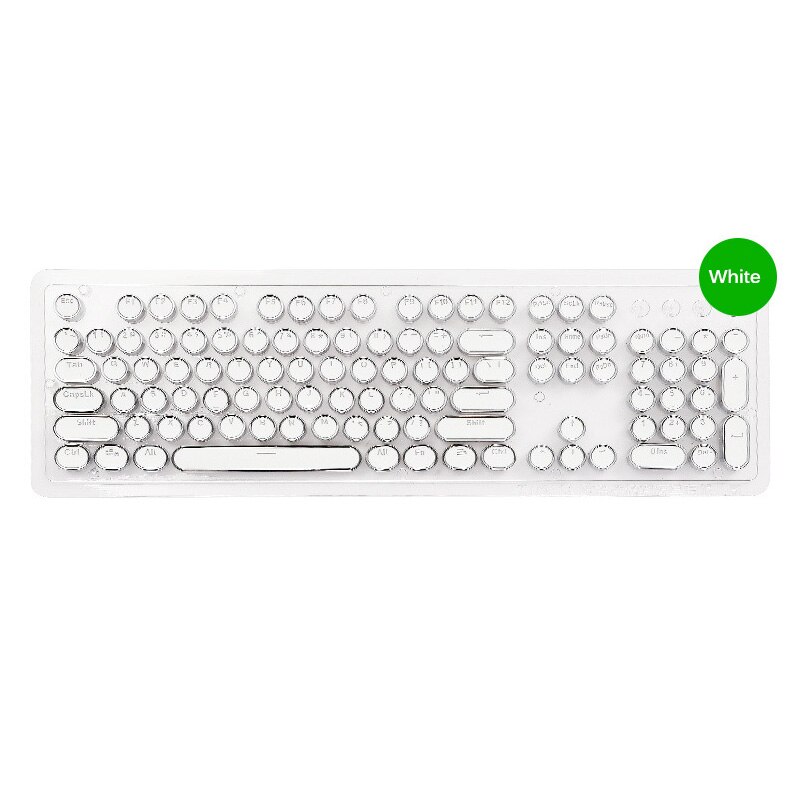 Mekaniske tastaturdæksler med fancy ledet gaming-tastatur steampunk skrivemaskine rund nøglehætte 104 taster til baggrundsbelyst klassisk afspiller stiliseret: Hvid