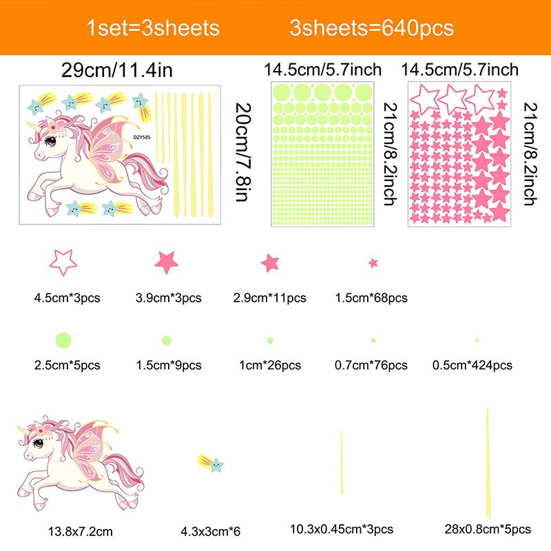 Cartoon Luminous Wall Stickers Home Decoration Wallpaper Kawaii Room Decor Posters Glow In The Dark DIY Decals For Kids Rooms