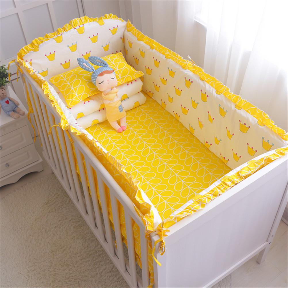 Kidlove 5pcs Wieg Beddengoed Set Katoen Peuter Baby Beddengoed Zijn Baby Cot Bumpers Lakens: Small crown