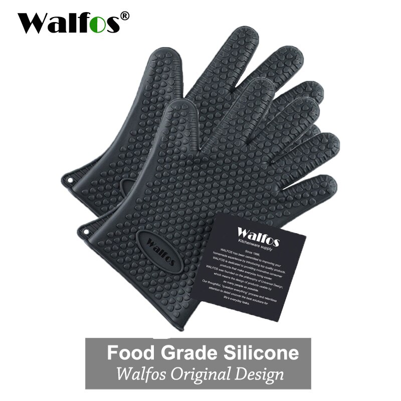 Walfos Silicone Oven Kitchen Glove Heat Resistant Thick Cooking BBQ Grill Glove Oven Mitts Kitchen Gadgets Kitchen Accessories: 2 pcs gray
