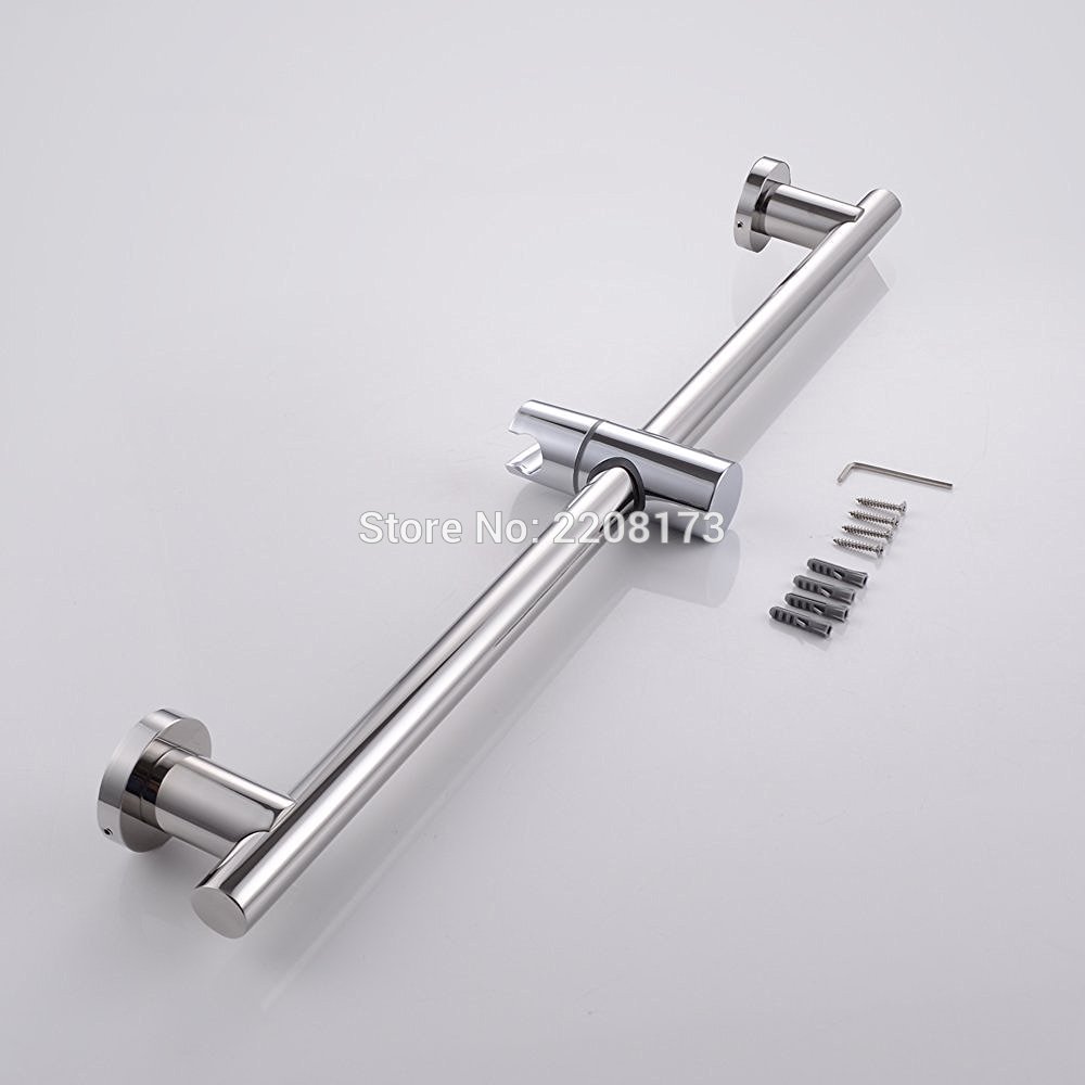 Modern Style Bathroom Adjustable Hand Shower Slide Bar Shower Head Bracket Holder Stainless Steel Polish Chrome