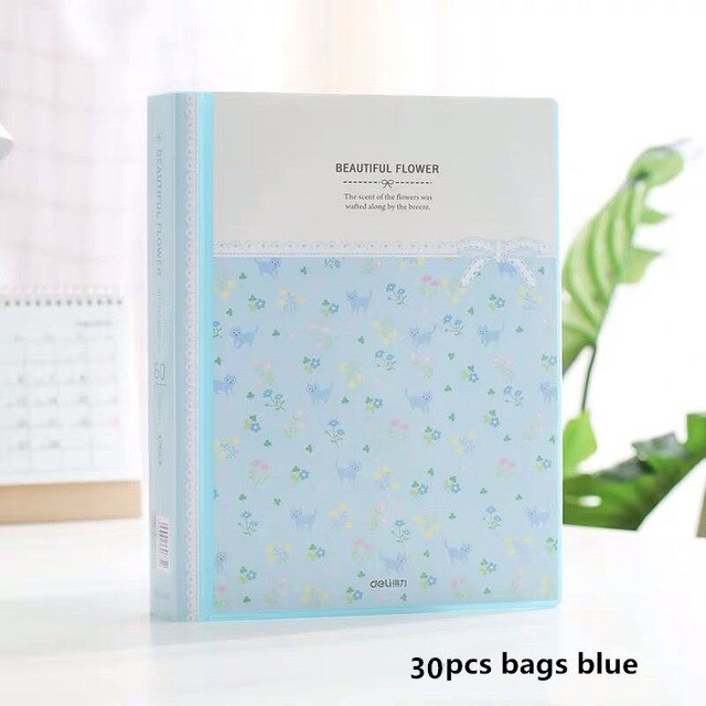 80 Pages Waterproof Multilayer Insert A4 File Folder Bag Document Organizer Bag Paper Storage Case Music Score Clip Pamphlet Box: Blue 30 Pages