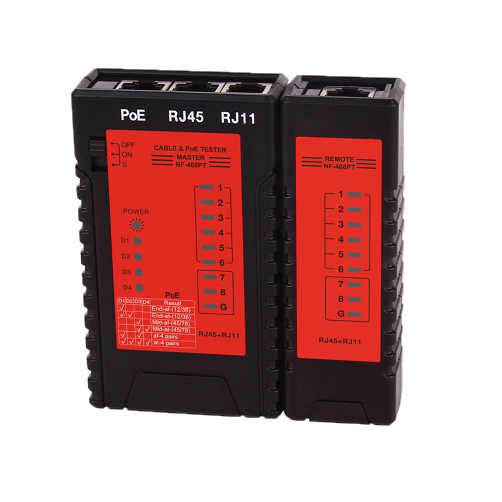 Nf -468pf nettverkskabel tester for ethernet lan kabel poe switch tester  rj45 rj11 fasttelefon ledning testing verktøy