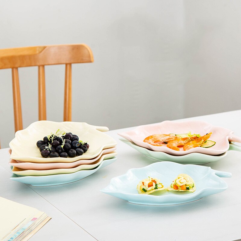 JINSERTA Ceramic Storage Tray Dinner Plate Dish Tableware Dessert Fruit Cake Salad Sushi Snack Nuts Plate for Desktop Decor